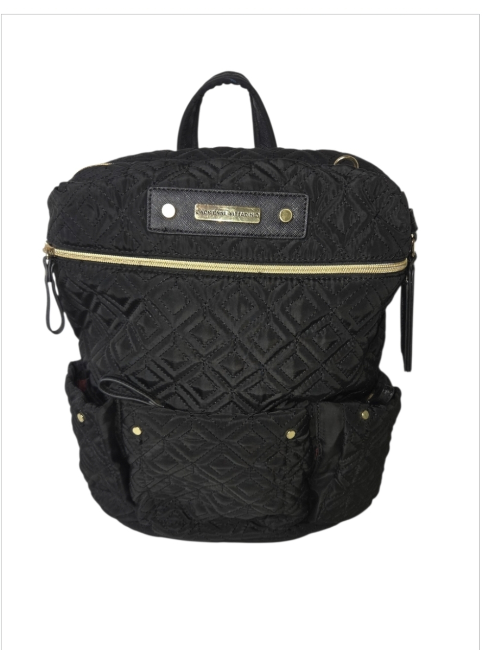 Adrienne Vittadini Black Quilted Padded Backback Laptop Bag